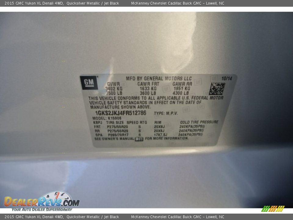 2015 GMC Yukon XL Denali 4WD Quicksilver Metallic / Jet Black Photo #7