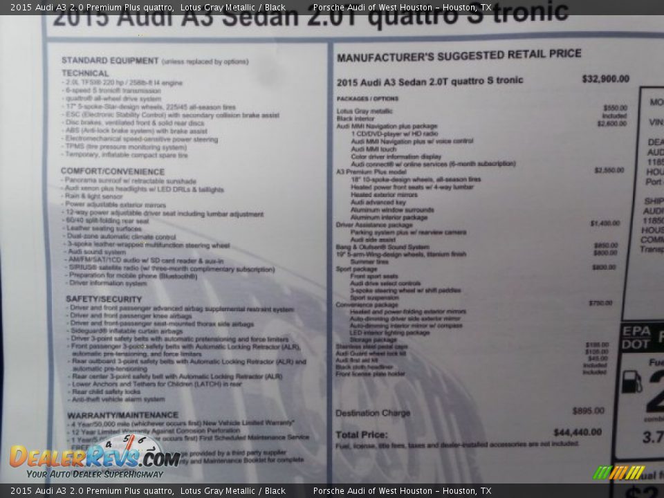 2015 Audi A3 2.0 Premium Plus quattro Lotus Gray Metallic / Black Photo #32