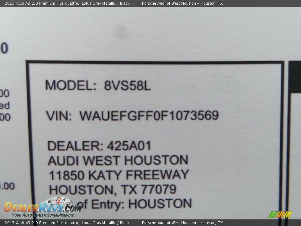 2015 Audi A3 2.0 Premium Plus quattro Lotus Gray Metallic / Black Photo #33