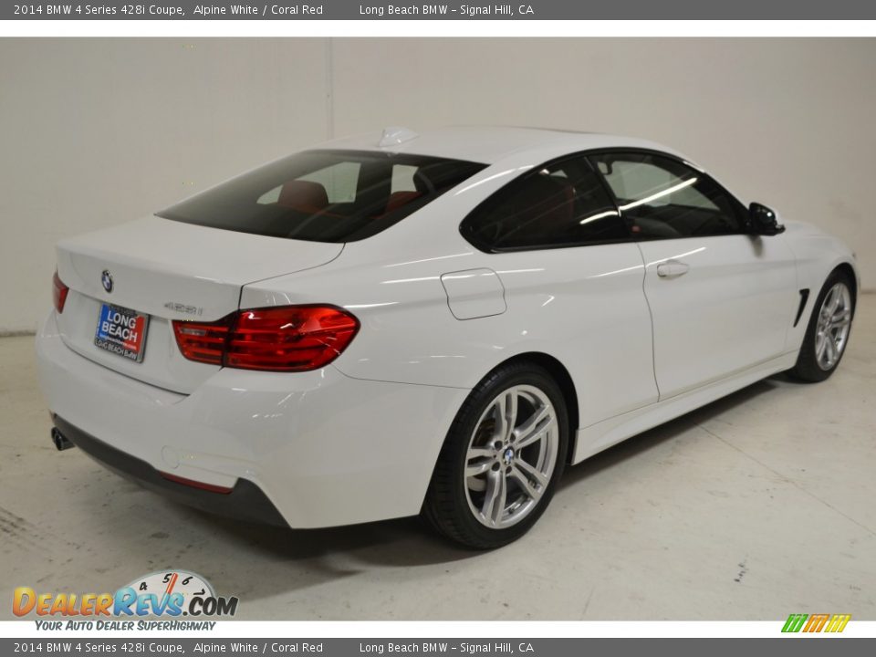 2014 BMW 4 Series 428i Coupe Alpine White / Coral Red Photo #5