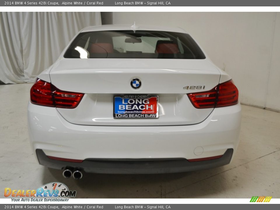 2014 BMW 4 Series 428i Coupe Alpine White / Coral Red Photo #7