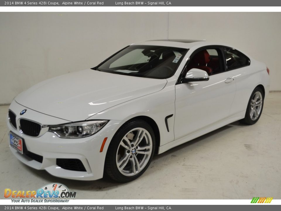 2014 BMW 4 Series 428i Coupe Alpine White / Coral Red Photo #9