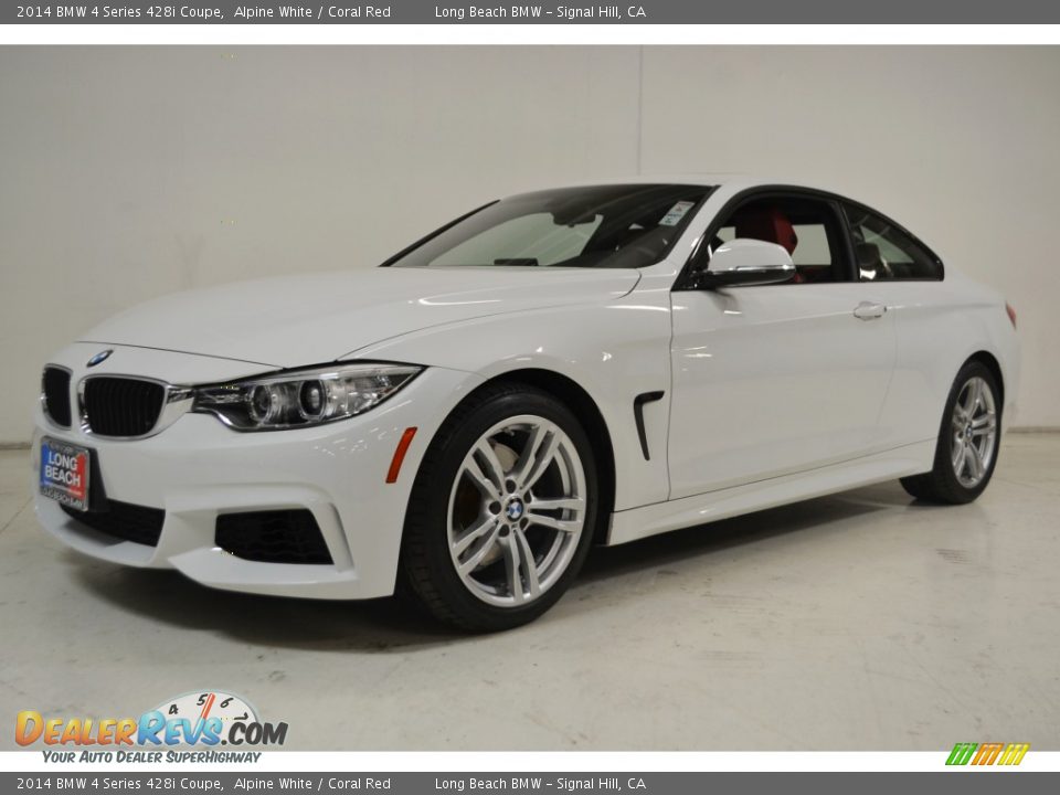 2014 BMW 4 Series 428i Coupe Alpine White / Coral Red Photo #10