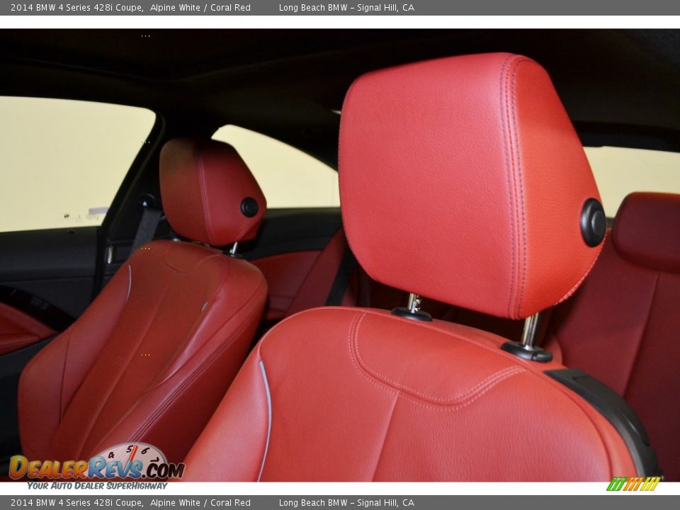 2014 BMW 4 Series 428i Coupe Alpine White / Coral Red Photo #14