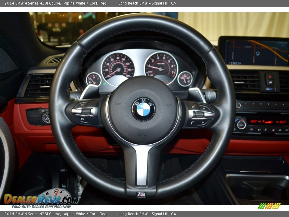 2014 BMW 4 Series 428i Coupe Alpine White / Coral Red Photo #24
