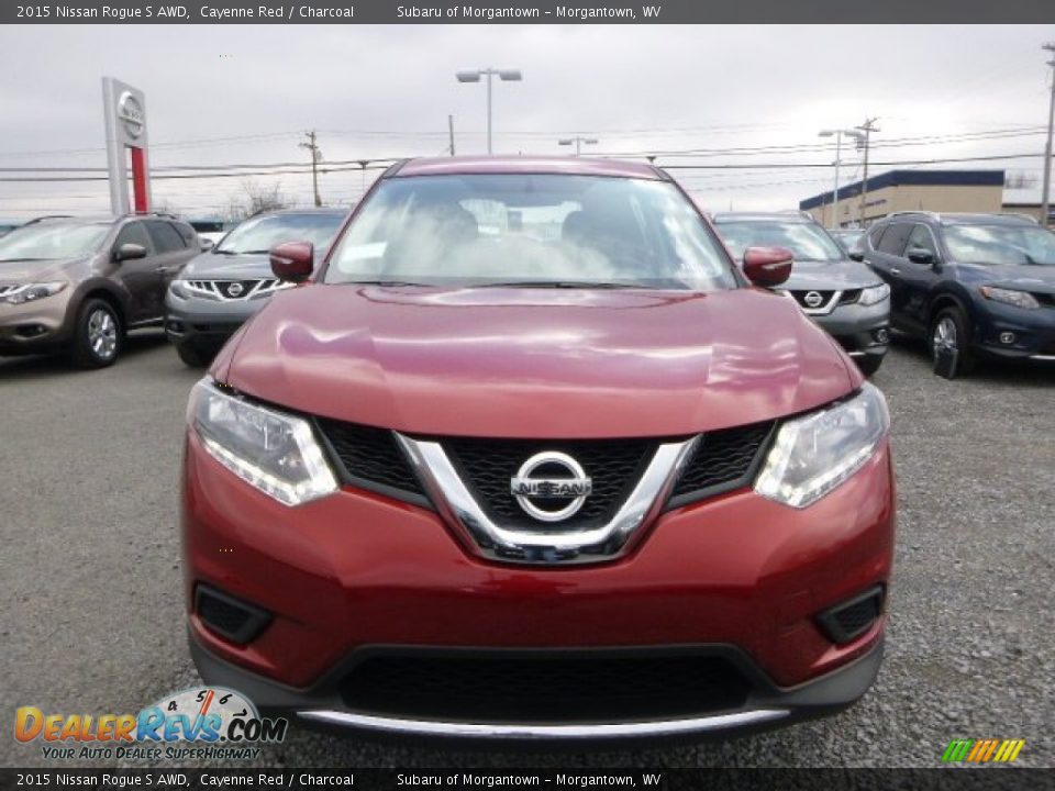 2015 Nissan Rogue S AWD Cayenne Red / Charcoal Photo #2