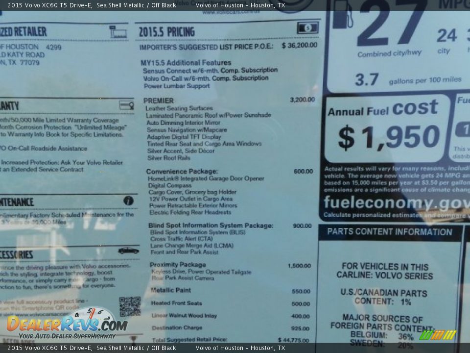 2015 Volvo XC60 T5 Drive-E Sea Shell Metallic / Off Black Photo #30