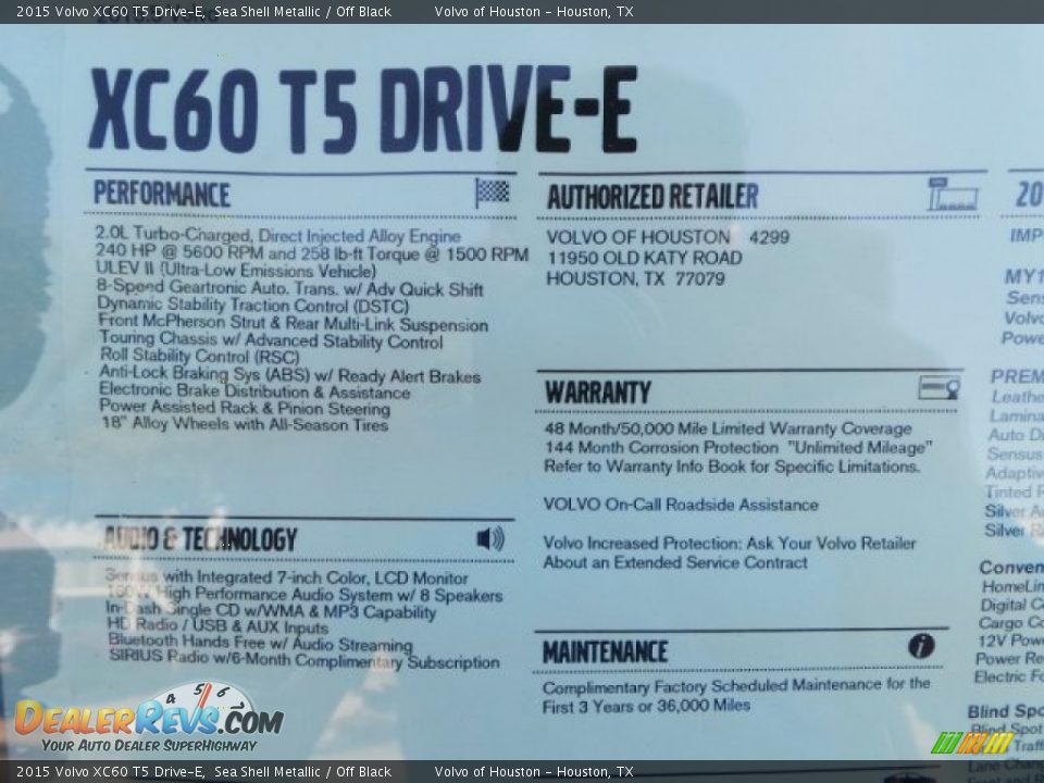 2015 Volvo XC60 T5 Drive-E Sea Shell Metallic / Off Black Photo #31