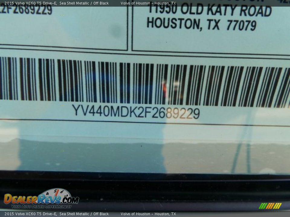 2015 Volvo XC60 T5 Drive-E Sea Shell Metallic / Off Black Photo #33