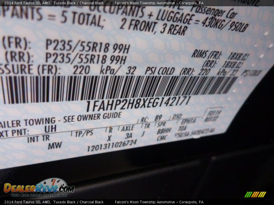 2014 Ford Taurus SEL AWD Tuxedo Black / Charcoal Black Photo #18