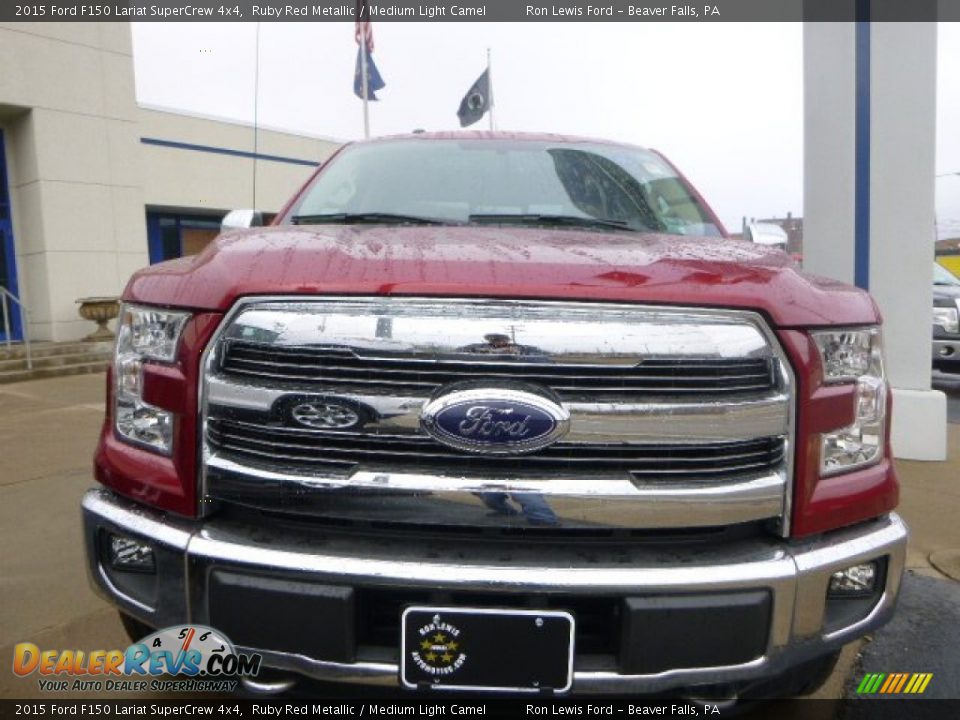 2015 Ford F150 Lariat SuperCrew 4x4 Ruby Red Metallic / Medium Light Camel Photo #3