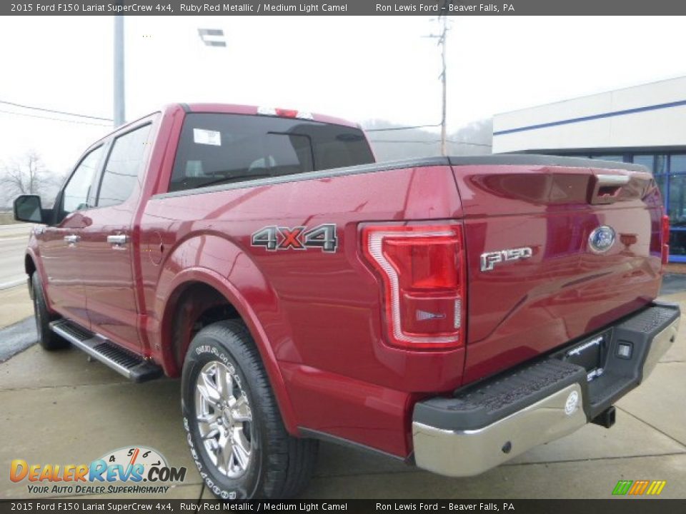 2015 Ford F150 Lariat SuperCrew 4x4 Ruby Red Metallic / Medium Light Camel Photo #6