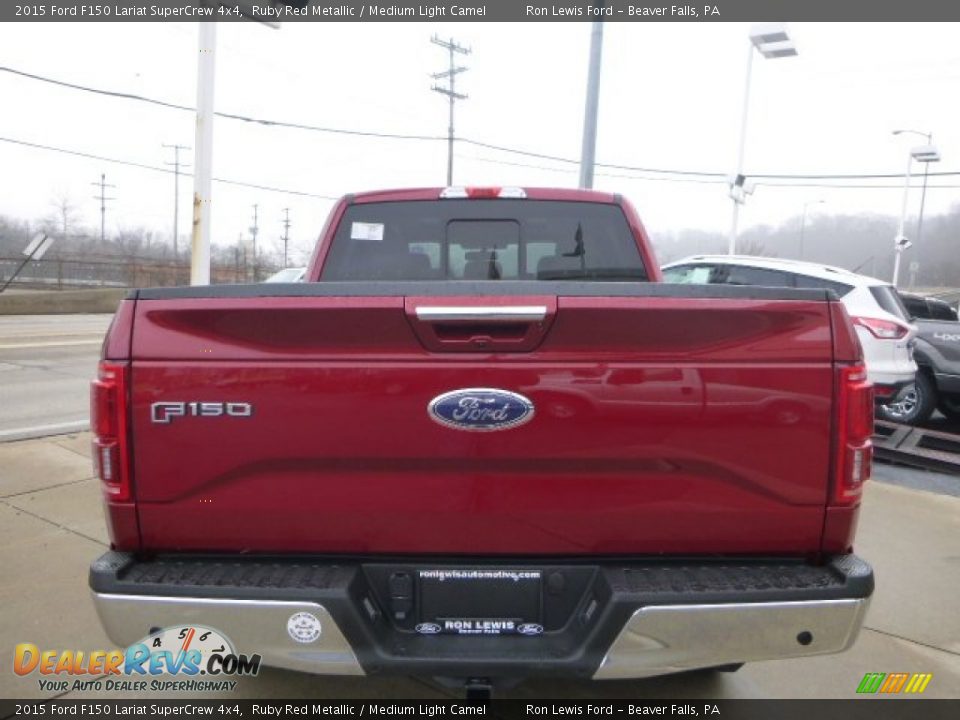 2015 Ford F150 Lariat SuperCrew 4x4 Ruby Red Metallic / Medium Light Camel Photo #7