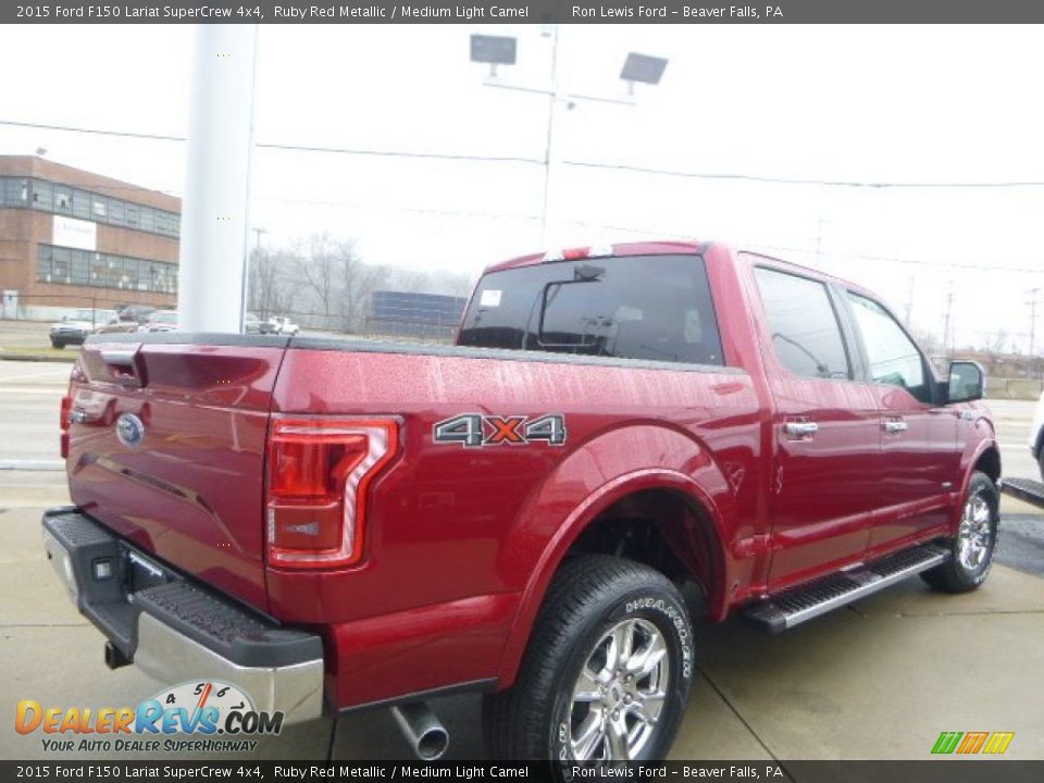 2015 Ford F150 Lariat SuperCrew 4x4 Ruby Red Metallic / Medium Light Camel Photo #8