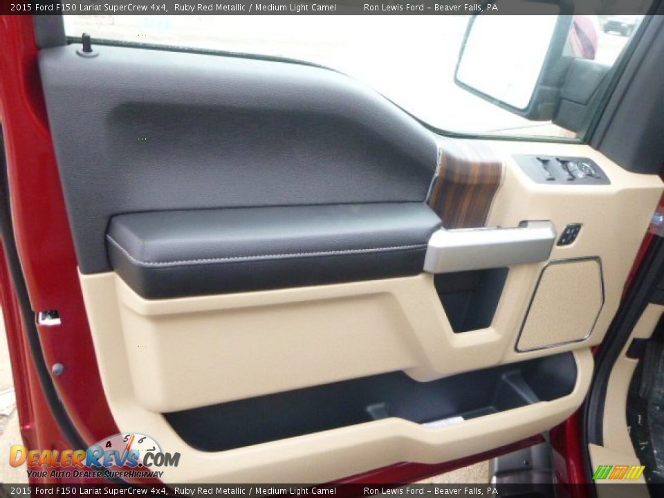 2015 Ford F150 Lariat SuperCrew 4x4 Ruby Red Metallic / Medium Light Camel Photo #14