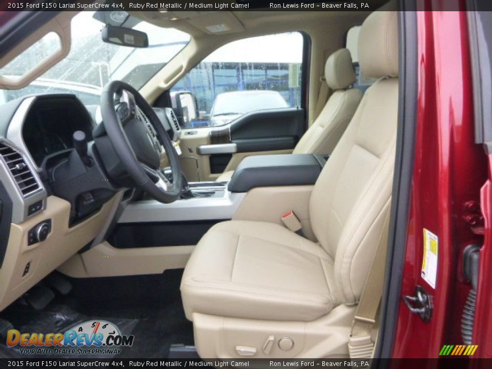 2015 Ford F150 Lariat SuperCrew 4x4 Ruby Red Metallic / Medium Light Camel Photo #16
