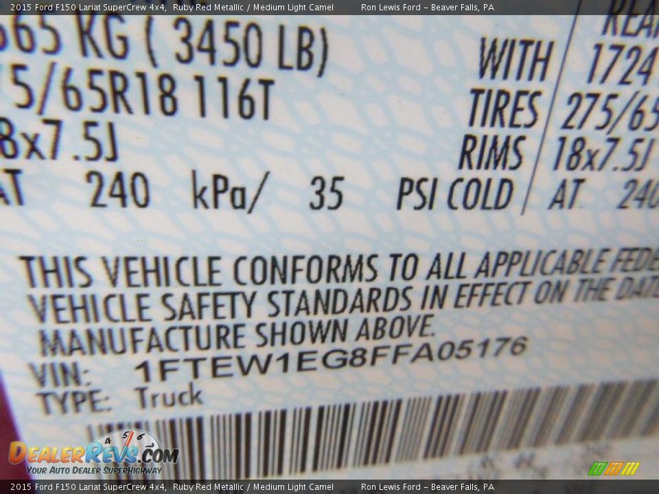 2015 Ford F150 Lariat SuperCrew 4x4 Ruby Red Metallic / Medium Light Camel Photo #17