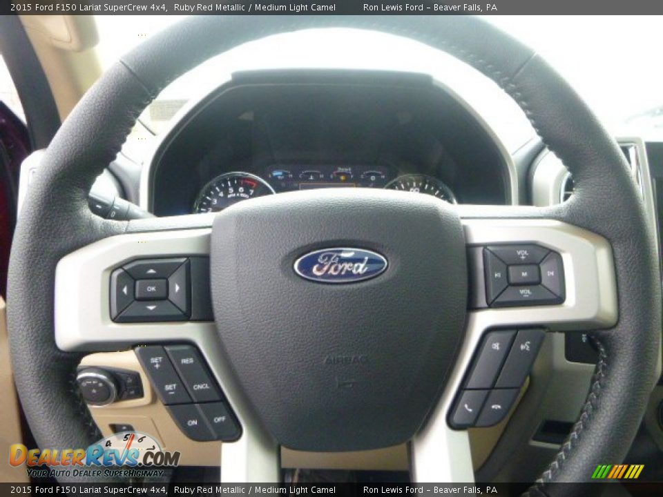 2015 Ford F150 Lariat SuperCrew 4x4 Ruby Red Metallic / Medium Light Camel Photo #18