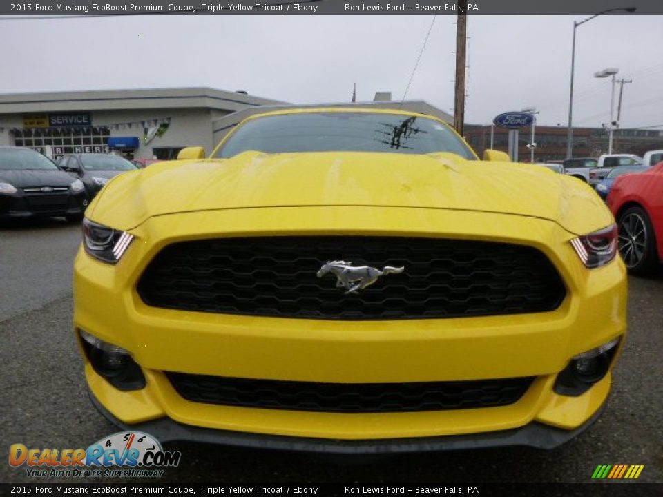 2015 Ford Mustang EcoBoost Premium Coupe Triple Yellow Tricoat / Ebony Photo #3