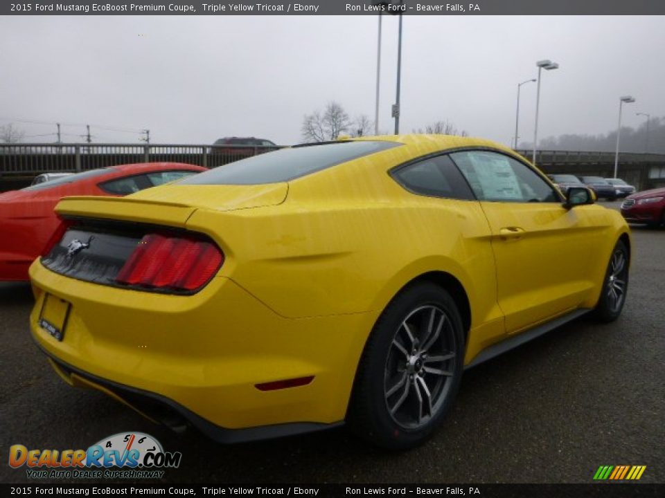 2015 Ford Mustang EcoBoost Premium Coupe Triple Yellow Tricoat / Ebony Photo #7