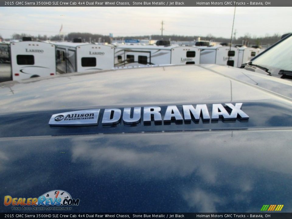 2015 GMC Sierra 3500HD SLE Crew Cab 4x4 Dual Rear Wheel Chassis Stone Blue Metallic / Jet Black Photo #4