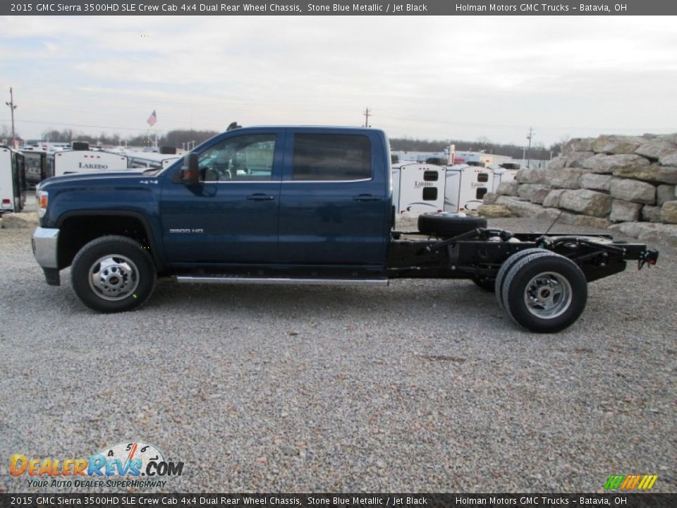 2015 GMC Sierra 3500HD SLE Crew Cab 4x4 Dual Rear Wheel Chassis Stone Blue Metallic / Jet Black Photo #6