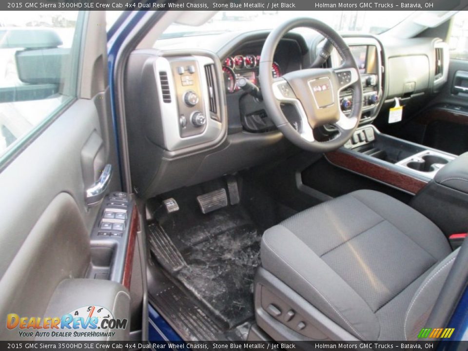 2015 GMC Sierra 3500HD SLE Crew Cab 4x4 Dual Rear Wheel Chassis Stone Blue Metallic / Jet Black Photo #7