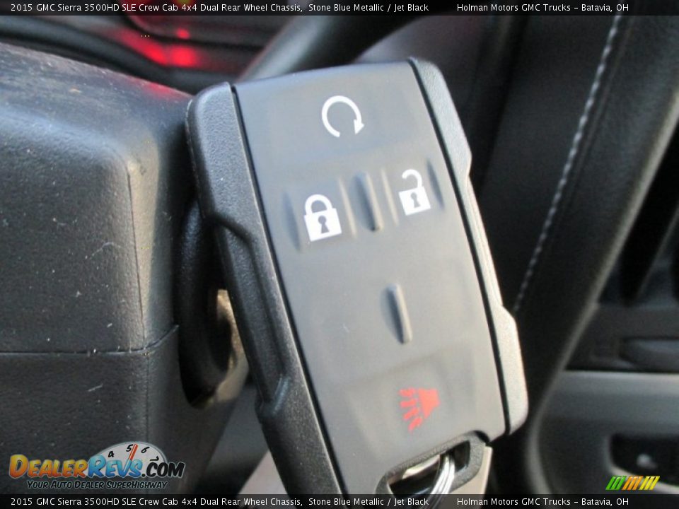 2015 GMC Sierra 3500HD SLE Crew Cab 4x4 Dual Rear Wheel Chassis Stone Blue Metallic / Jet Black Photo #12