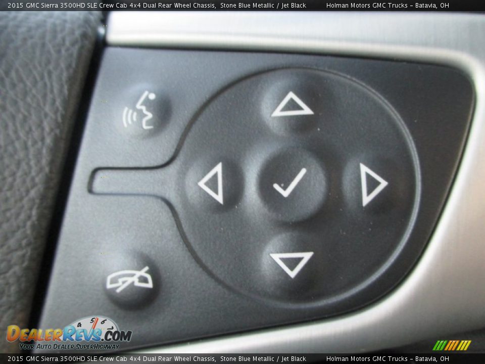 2015 GMC Sierra 3500HD SLE Crew Cab 4x4 Dual Rear Wheel Chassis Stone Blue Metallic / Jet Black Photo #13