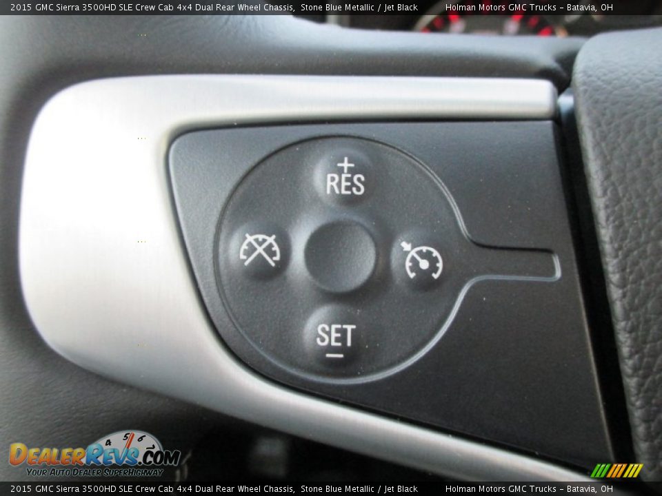 2015 GMC Sierra 3500HD SLE Crew Cab 4x4 Dual Rear Wheel Chassis Stone Blue Metallic / Jet Black Photo #14