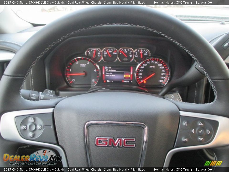 2015 GMC Sierra 3500HD SLE Crew Cab 4x4 Dual Rear Wheel Chassis Stone Blue Metallic / Jet Black Photo #15