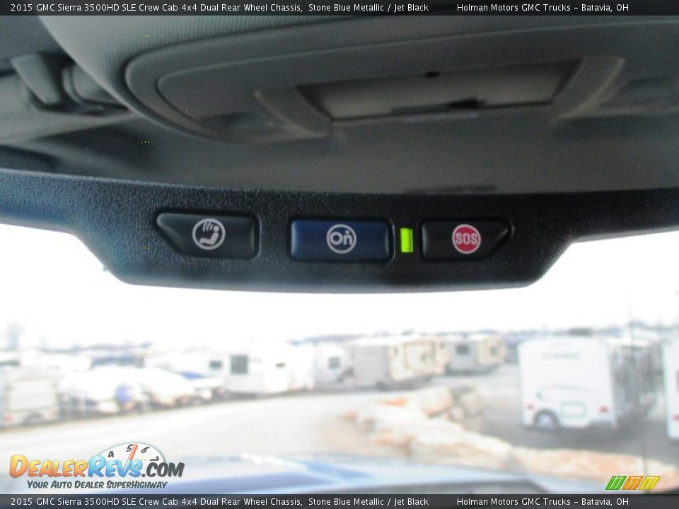 2015 GMC Sierra 3500HD SLE Crew Cab 4x4 Dual Rear Wheel Chassis Stone Blue Metallic / Jet Black Photo #17