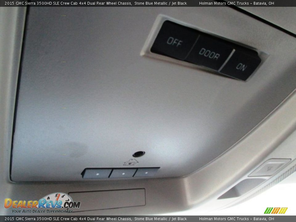 2015 GMC Sierra 3500HD SLE Crew Cab 4x4 Dual Rear Wheel Chassis Stone Blue Metallic / Jet Black Photo #18