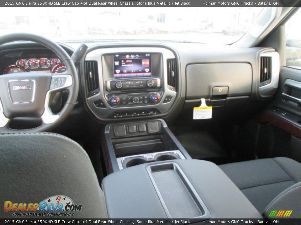 2015 GMC Sierra 3500HD SLE Crew Cab 4x4 Dual Rear Wheel Chassis Stone Blue Metallic / Jet Black Photo #19