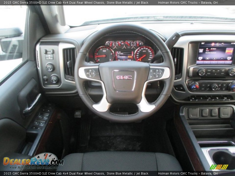 2015 GMC Sierra 3500HD SLE Crew Cab 4x4 Dual Rear Wheel Chassis Stone Blue Metallic / Jet Black Photo #20
