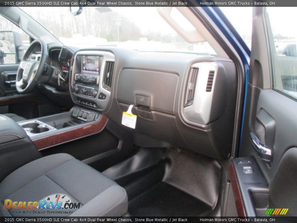 2015 GMC Sierra 3500HD SLE Crew Cab 4x4 Dual Rear Wheel Chassis Stone Blue Metallic / Jet Black Photo #26