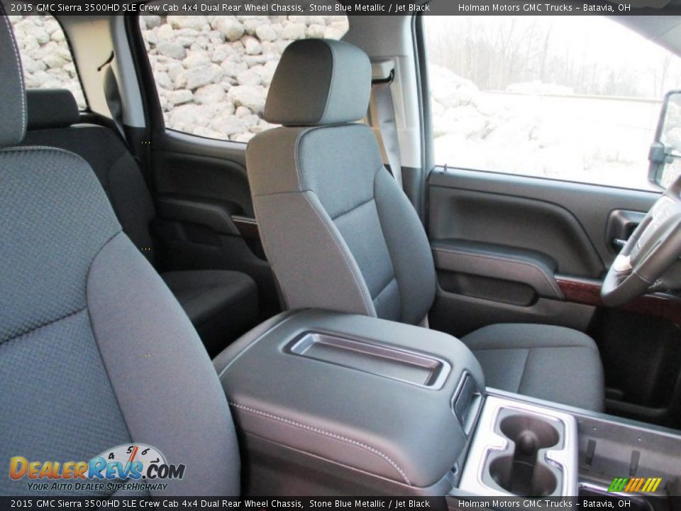 2015 GMC Sierra 3500HD SLE Crew Cab 4x4 Dual Rear Wheel Chassis Stone Blue Metallic / Jet Black Photo #27