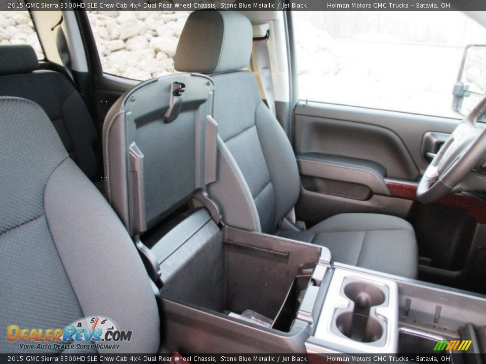 2015 GMC Sierra 3500HD SLE Crew Cab 4x4 Dual Rear Wheel Chassis Stone Blue Metallic / Jet Black Photo #28