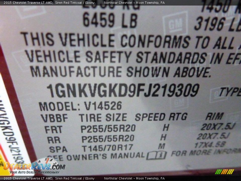 2015 Chevrolet Traverse LT AWD Siren Red Tintcoat / Ebony Photo #15