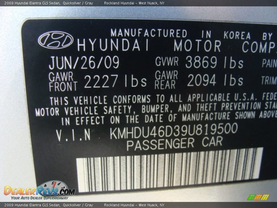 2009 Hyundai Elantra GLS Sedan Quicksilver / Gray Photo #30