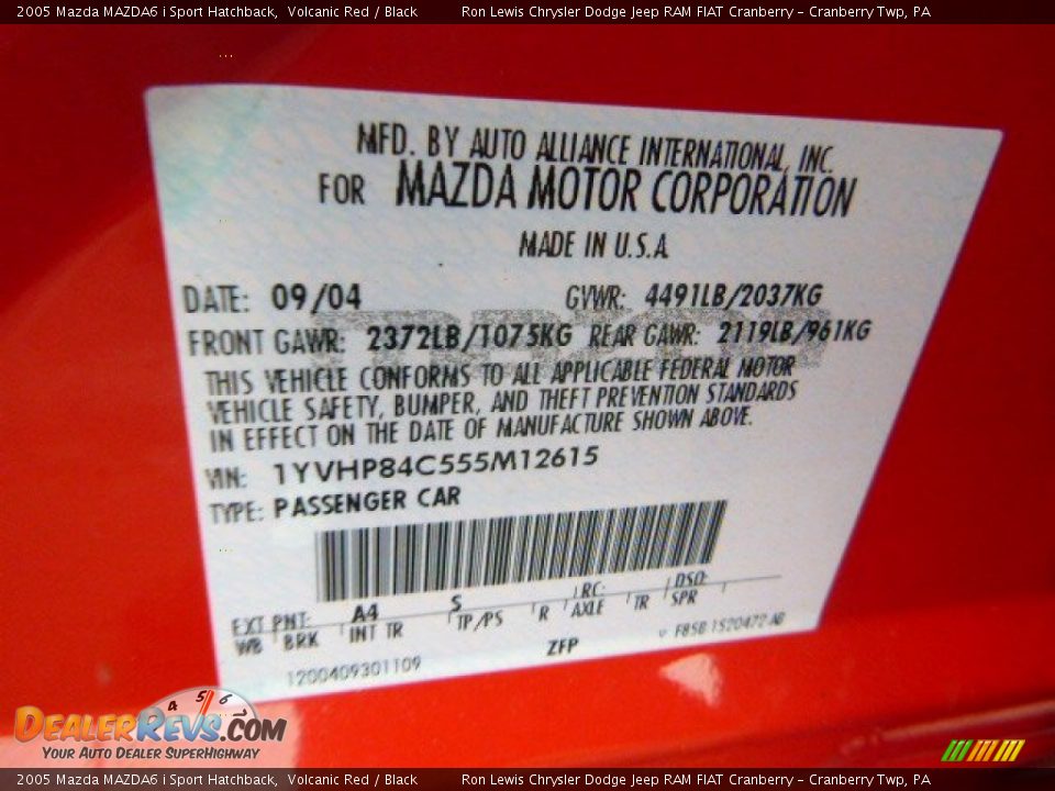 2005 Mazda MAZDA6 i Sport Hatchback Volcanic Red / Black Photo #18