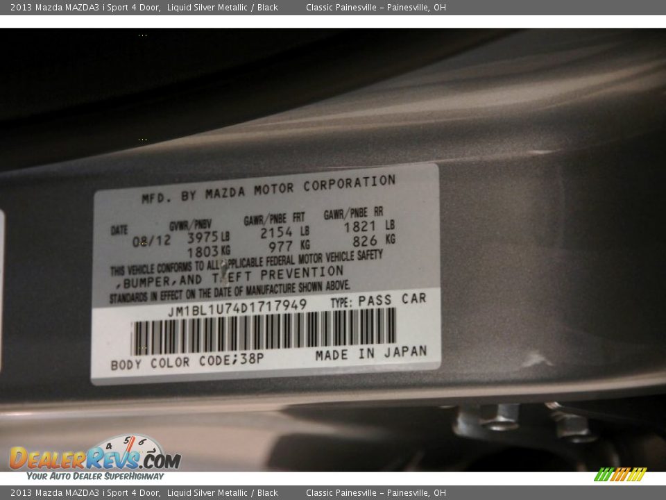 2013 Mazda MAZDA3 i Sport 4 Door Liquid Silver Metallic / Black Photo #17