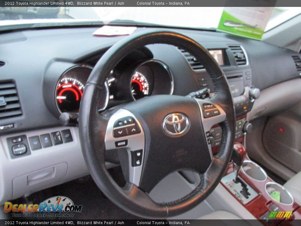 2012 Toyota Highlander Limited 4WD Blizzard White Pearl / Ash Photo #15
