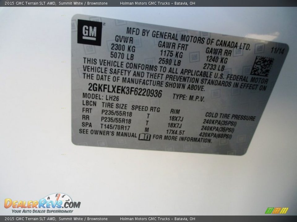 2015 GMC Terrain SLT AWD Summit White / Brownstone Photo #4