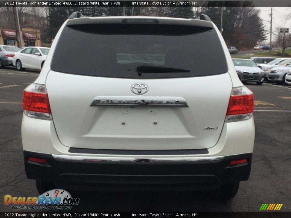 2012 Toyota Highlander Limited 4WD Blizzard White Pearl / Ash Photo #5
