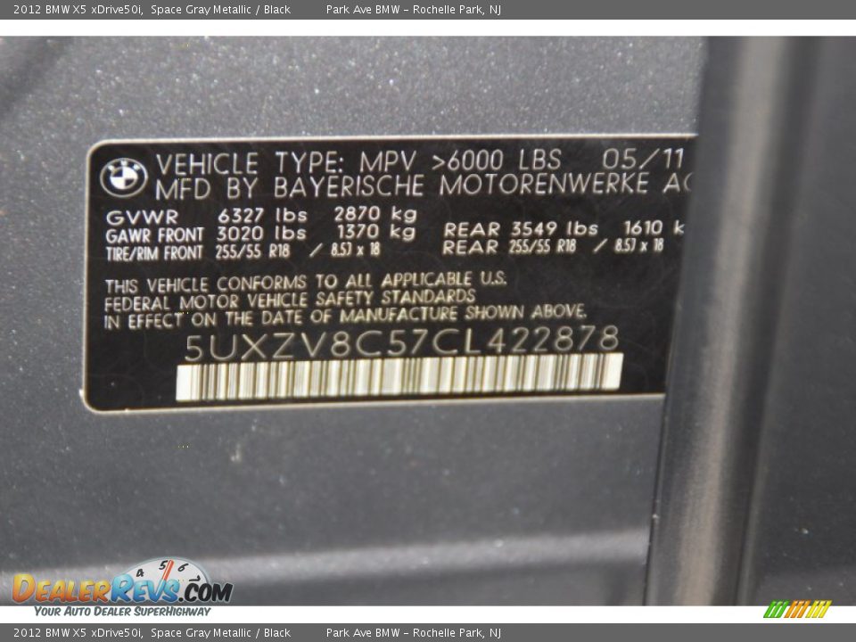 2012 BMW X5 xDrive50i Space Gray Metallic / Black Photo #34