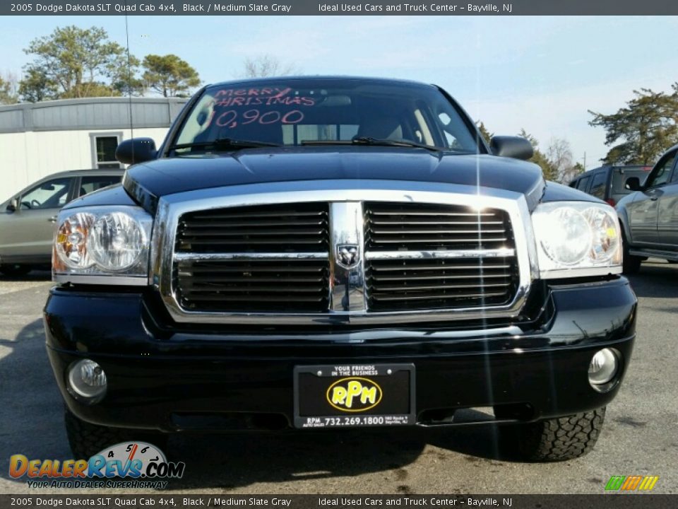 2005 Dodge Dakota SLT Quad Cab 4x4 Black / Medium Slate Gray Photo #4