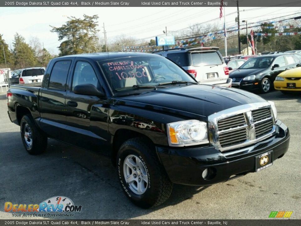 2005 Dodge Dakota SLT Quad Cab 4x4 Black / Medium Slate Gray Photo #5