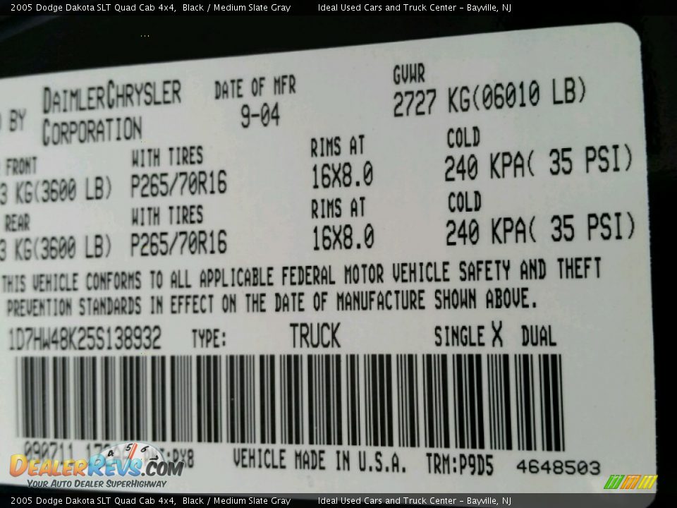 2005 Dodge Dakota SLT Quad Cab 4x4 Black / Medium Slate Gray Photo #27