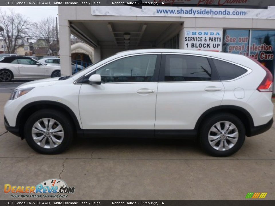 2013 Honda CR-V EX AWD White Diamond Pearl / Beige Photo #2